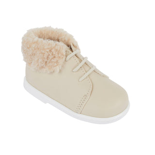 Teddy Sherpa Collar Boots - Biscuit