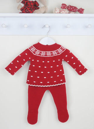 Red & White Frost Knitted Outfit