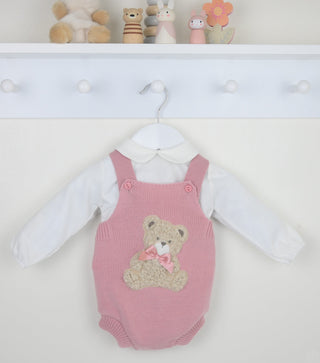 PEX Babywear Teddy Bear Romper Set Dusky Rose