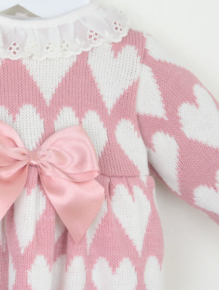PEX Baby Girls Cupid Dress Pink Knitted Heart Dress