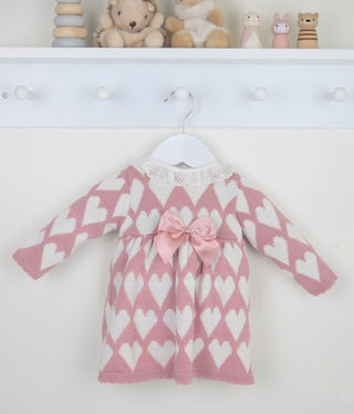 PEX Baby Girls Cupid Dress Pink Knitted Heart Dress