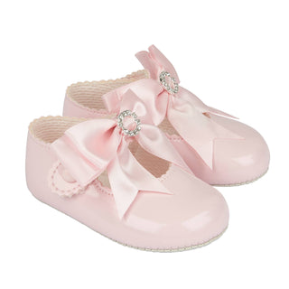 Baypod Pram Shoe Pink Patent diamante Bow B060
