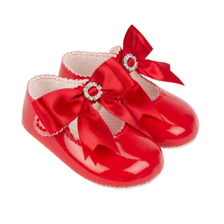 Baypods Baby Girls Red Patent Diamante Bow Shoe