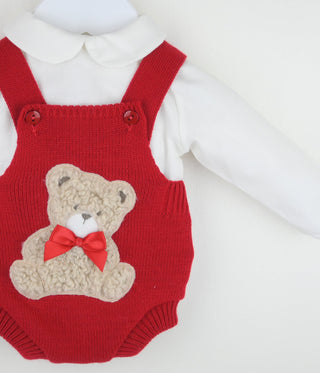 Pex Babywear Red Teddy Bear Romper Set