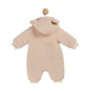 Mintini Baby Beige Teddy Fur Hooded Onesie MB6032